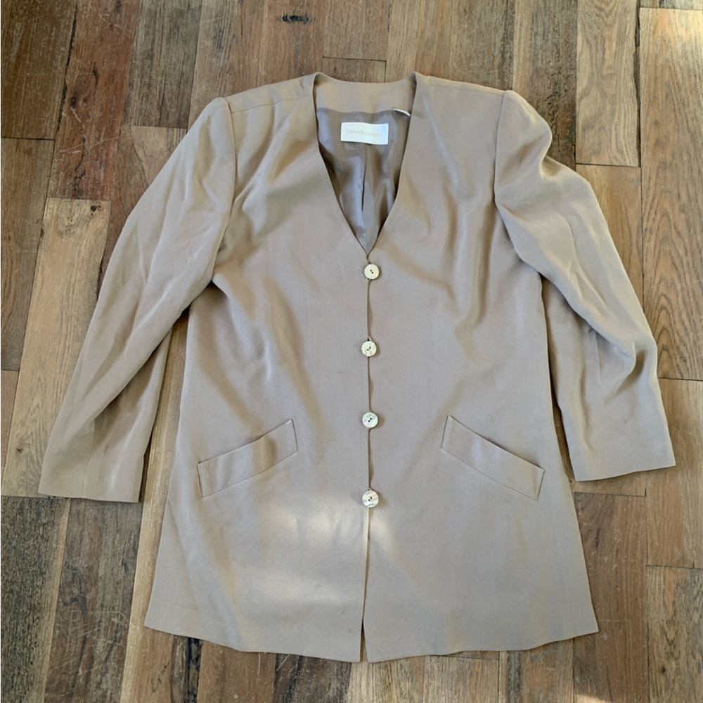 Dana Buchman Tan V-Neck Blazer Jacket Size 14